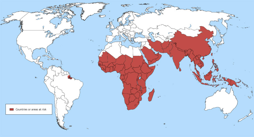 Map of areas with Chikungunya fever