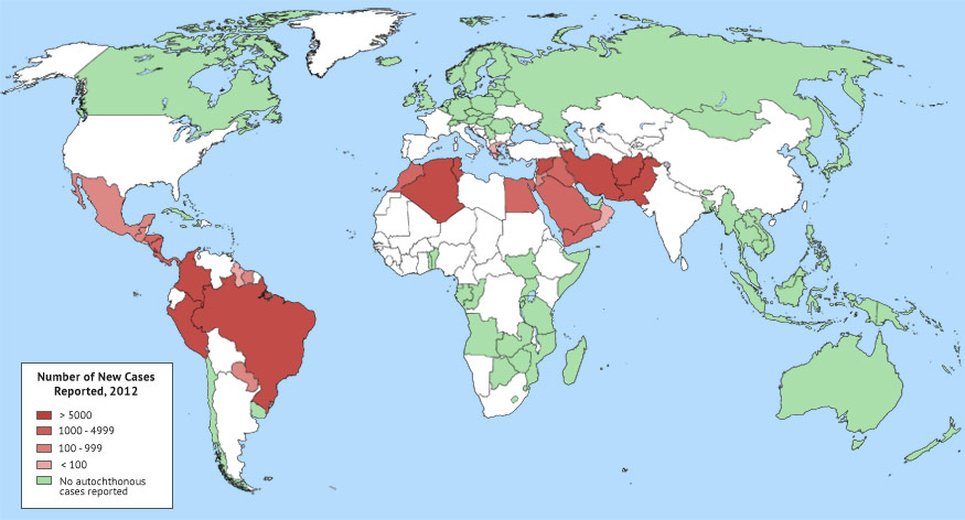 Endemicity of Cutaneous Leishmaniasis map