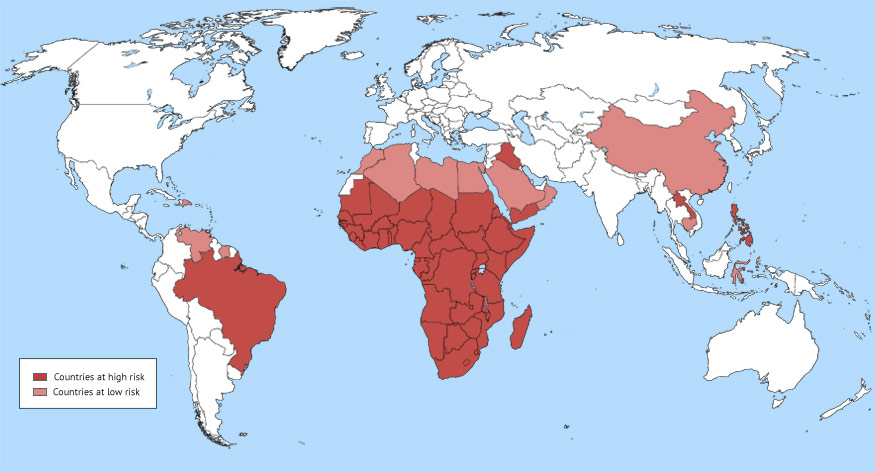 Map of areas with schistosomiasis